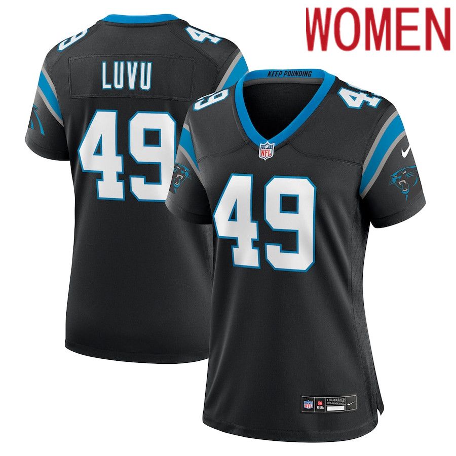 Women Carolina Panthers 49 Frankie Luvu Nike Black Team Game NFL Jersey